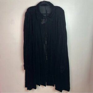Vintage Black Velvet Women's Coat Large XL Velour Evening Cape